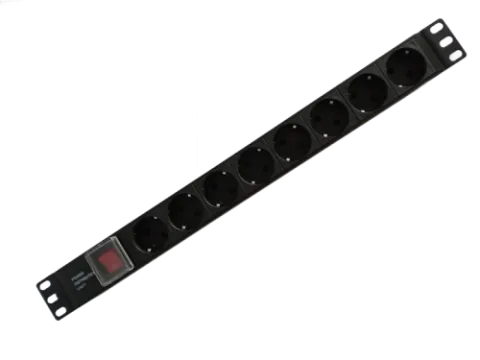 Блок электрических розеток Smartlan 19", 8 позиций Schuko с выключателем, без шнура