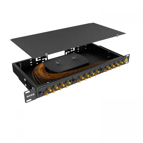 Кросс 19" NTSS PREMIUM, предсобранный 1U, 24 порта ST/UPC, 62.5/125 мкм, черный