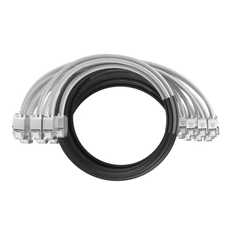 Кабельная сборка NTSS PREMIUM 12pc, FTP CAT5e, оконцована разъемами KEYSTONE RJ45 FTP CAT5e, заделка в чулке, вывод 0.6м, длина 25м, LSZH, серый