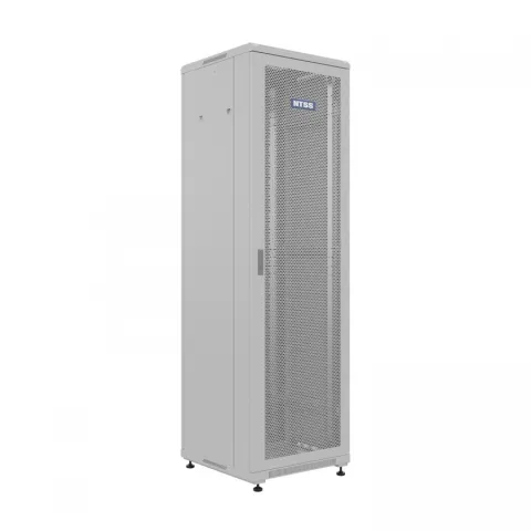 Шкаф напольный универсальный телекоммуникационный NTSS R 18U 600х600мм, 4 профиля 19, двери перфорированная и сплошная металл, боковые стенки съемные, регулируемые опоры, разобранный, серый RAL 7035