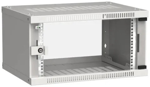 Шкаф настенный 19", 9U, 600х450мм, стекл. дверь, задняя стенка, LINEA W, ITK LWR3-09U64-GF