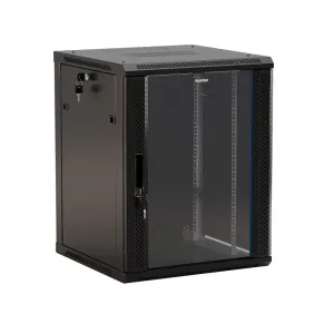 Hyperline TWB-0645-GP-RAL9004 Шкаф настенный 19-дюймовый (19"), 6U, 367x600х450мм, стеклянная дверь
