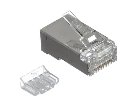 Коннектор RJ45 (8p8c) cat.6, экранированный, со вставкой, для одножильного и многожильного кабеля (нож с 3-мя зубцами), 100шт., NETKO Expert CKC