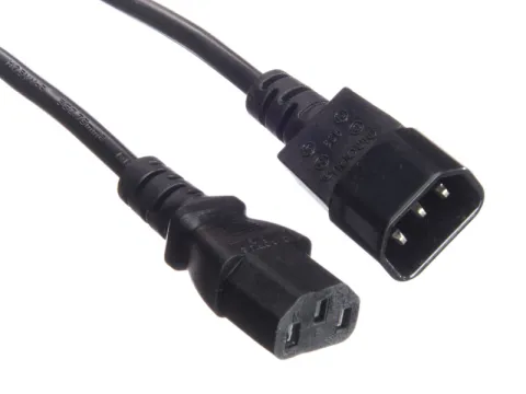 Кабель питания проходной (штекер IEC С13 - гнездо IEC С14) 3*0,75мм2, 1,8м, черный, Netko