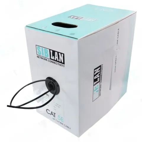 Кабель SibLan U/UTP cat 5e PE 4*2*0,50 Cu Solid OUTDOOR чёрный (305м)