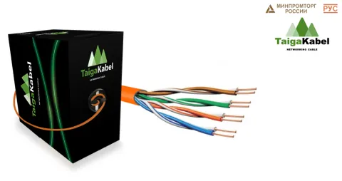 Кабель TaigaKabel U/UTP, Cat.5е,нг(А)-LSLTx, 4х2х0,46-0,52, CU, Solid, INDOOR, RC, Оранжевый, бухта 305 м