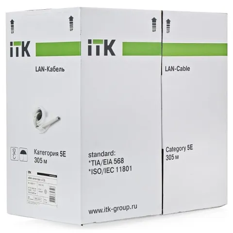 Кабель ITK U/UTP кат.6 4х2х23AWG solid LSZH нг(А)-HF серый