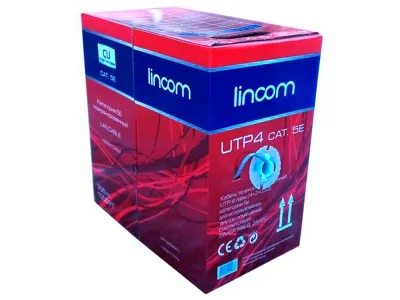 Кабель LinCom UTP 4 пары, Кат.5e, внутренний, 24AWG, серый, 305м