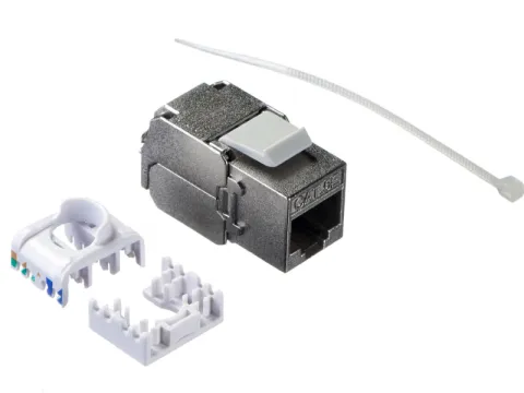 Модуль Keystone экранированный, RJ45, cat.5e, 180°, 110/Krone тип, без инструмента, KE, металлик, NETKO Expert CKC