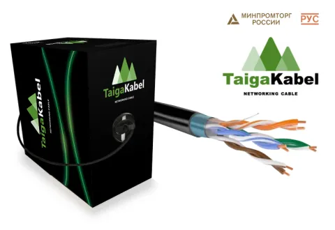 Кабель TaigaKabel F/UTP cat 5e PE 4*2*0.52 Cu Solid OUTDOOR чёрный (305 м)