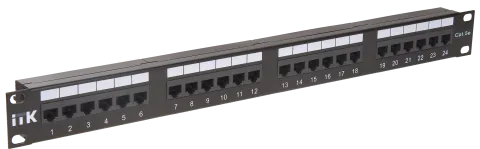 Патч-панель UTP, 19", cat.5е, 1U, 24 порта (Dual) ITK