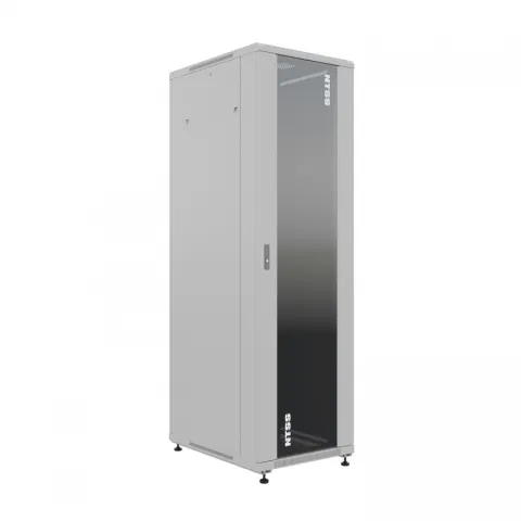 Шкаф напольный универсальный телекоммуникационный NTSS R 42U 800х800мм, 4 профиля 19, двери стекло и сплошная металл, боковые стенки съемные, регулируемые опоры, разобранный, серый RAL 7035