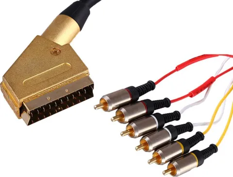 Шнур SCART Plug - 6RCA Plug 1.5М (GOLD) металл REXANT
