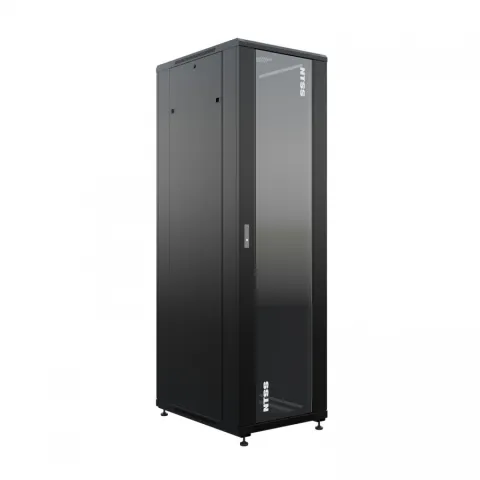 Шкаф напольный универсальный телекоммуникационный NTSS R 42U 600х800мм, 4 профиля 19, двери стекло и сплошная металл, боковые стенки съемные, регулируемые опоры, разобранный, черный RAL 9005