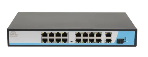 GL-SW-F005-16P Неуправляемый коммутатор PoE, 16*10/100 Мбит/с PoE (802.3af/at), 1-16 порт до 250 метров cat6, VLAN, 300Вт NIKOMAX