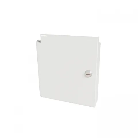 Кросс NTSS оптический настенный Мини, укомплектованный, 8 портов LC/UPC duplex, 50/125 мкм (планка, ложемент, пигтейлы, КДЗС, адаптеры) серый RAL 7035