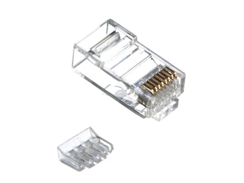Коннектор RJ45 (8p8c) cat.6, со вставкой, для одножильного и многожильного кабеля (нож с 3-мя зубцам