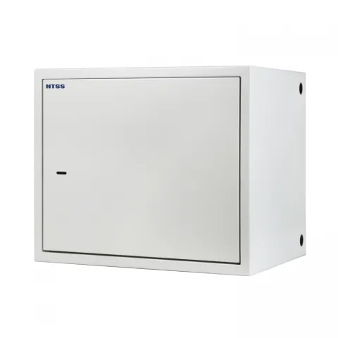 Шкаф настенный антивандальный распашной NTSS WAR 10U 600×500мм, 2 профиля 19, сварной, серый RAL 7035