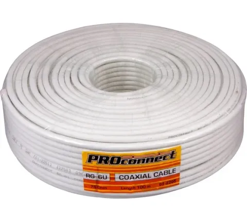 Кабель RG-6U, 48%, 75 Ом, 100м, белый PROCONNECT