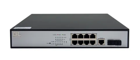 GL-SW-G204-10P Управляемый L2 PoE коммутатор 8 Base-T 10/100/1000Mb/s порт, 2 Base-X SFP 1000Mb/s. 1U 19'', 220В NIKOMAX