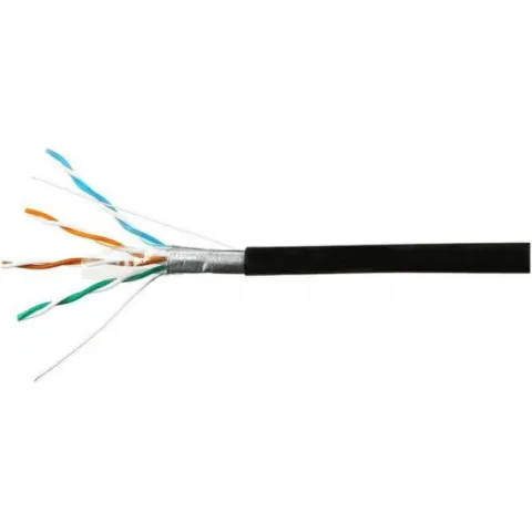 Кабель QTECH F/UTP, 4 пары, Кат. 5е, медь, внешний, черный, PE, 305 м