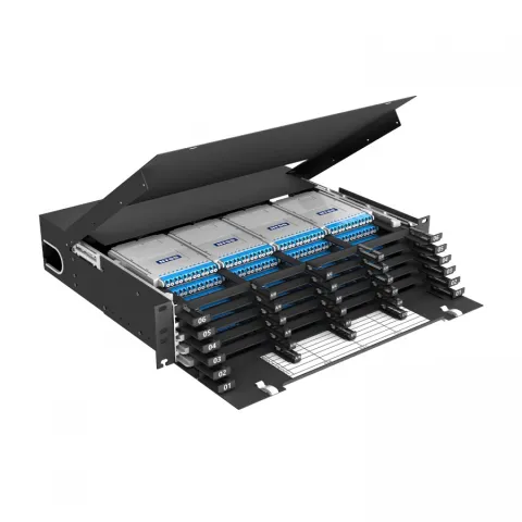 Кросс распределительный стоечный выдвижной 19” NTSS PREMIUM RRDC 2U, 24 CSM MTP кассет, черный
