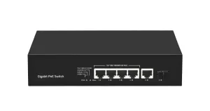 GL-SW-G005-04P(BT) Неуправляемый коммутатор PoE, 1 порт до 60Вт, 3-4 порт до 250 метров cat6, 2*1000 Мбит/с SFP, 120Вт NIKOMAX