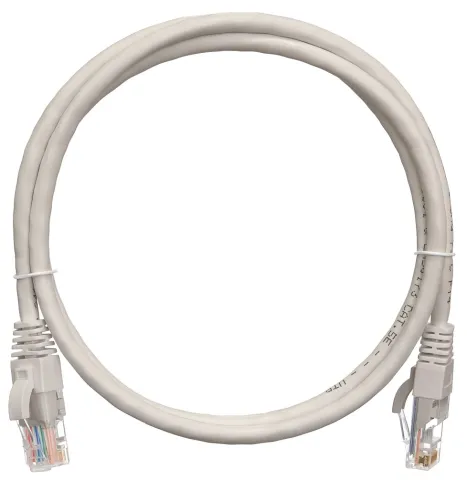 Коммутационный шнур NETLAN U/UTP 4 пары, Кат.5е, BC (чистая медь), LSZH нг(B)-HF, серый, 1м