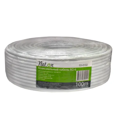 Кабель коаксиальный RG-6U CCS Net.On, белый, 100 м