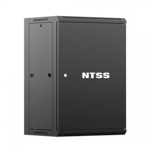 Шкаф настенный телекоммуникационный NTSS W 18U 600х600х964мм, 2 профиля 19, дверь сплошная металл, боковые стенки съемные, разобранный, черный RAL 9005