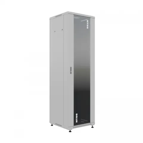 Шкаф напольный универсальный телекоммуникационный NTSS R 32U 600х600мм, 4 профиля 19, двери стекло и сплошная металл, боковые стенки съемные, регулируемые опоры, разобранный, серый RAL 7035