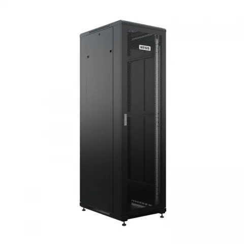 Шкаф напольный универсальный телекоммуникационный NTSS R 22U 600х800мм, 4 профиля 19, двери перфорированная и перфорированная, боковые стенки съемные, регулируемые опоры, разобранный, черный RAL 9005