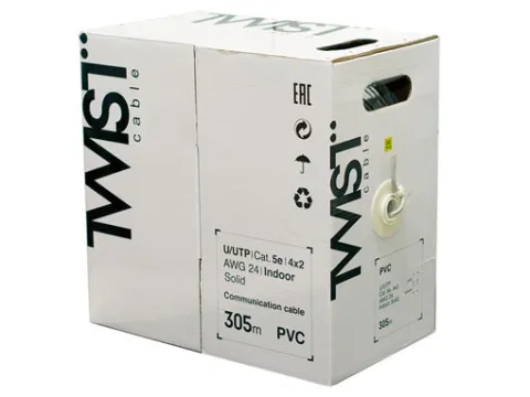 Кабель TWIST UTP 4 пары, Cat.5e, внутренний, 305м